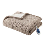 Marbled Sherpa Heated Throw, Grey