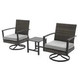 3 Pieces Patio Bistro Set with Swivel Chair and Side Table