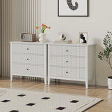 Large Fluted 3 Drawer Dresser, Modern Nightstand Cabinet