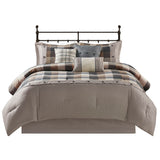 Cabin Farmhouse Buffalo Check Comforter/Duvet Cover Set, Tan