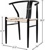 Beck Mid Century Dining Chair Set - Stylish Rope Fabric Seating with Sleek Metal Legs for Modern Homes