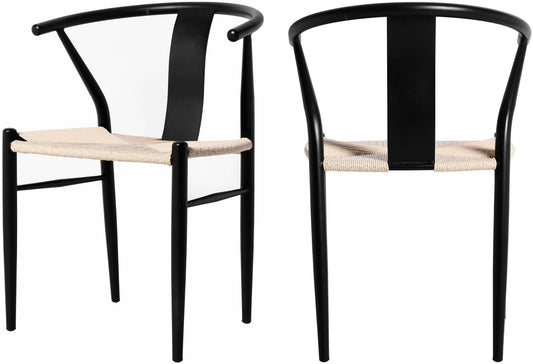 Beck Mid Century Dining Chair Set - Stylish Rope Fabric Seating with Sleek Metal Legs for Modern Homes