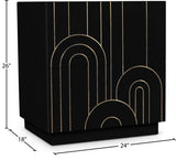 Turin Mid Century Night Stand with Elegant Brass Inlays and Ample Storage for Modern Bedrooms