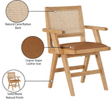 Abby Dining Arm Chair Set - Stylish Mid-Century Modern Design with Natural Wood and Cane Backrest