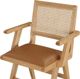 Abby Dining Arm Chair Set - Stylish Mid-Century Modern Design with Natural Wood and Cane Backrest