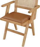 Abby Dining Arm Chair Set - Stylish Mid-Century Modern Design with Natural Wood and Cane Backrest