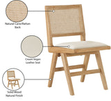 Abby Dining Side Chair Set of 2 - Stylish Mid-Century Design with Natural Wood and Cane Backrest