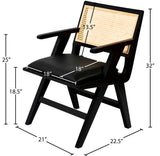 Abby Mid Century Dining Arm Chair with Natural Cane Back and Solid Mango Wood Frame for Durability