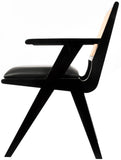 Abby Mid Century Dining Arm Chair with Natural Cane Back and Solid Mango Wood Frame for Durability