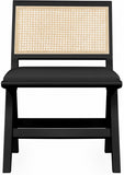 Abby Mid Century Dining Side Chair Set with Natural Cane Back and Solid Mango Wood Frame, Stylish Design