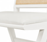 Abby Mid Century Dining Side Chair Set with Natural Cane Back and Solid Mango Wood Frame, Stylish Design