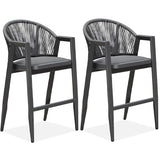 PURPLE LEAF Outdoor Bar Stools Set of 2 – Counter Stools Bar Stools with Aluminum Frame & Backrest for Patio, Kitchen Island & Bistro Stools