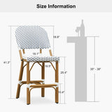 PURPLE LEAF Outdoor Bar Height Stools Set of 2 French Country Patio Rattan Bar Stool Chairs Outdoor Armless Barstools for Porch Garden Indoor Kitchen