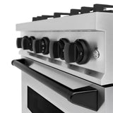 ZLINE 30" Dual Fuel Range, Gas Cooktop, Electric Convection Oven Stainless Steel, Matte Black CDRZ-30-MB