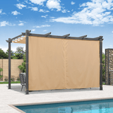 PURPLE LEAF Outdoor Pergola with Retractable Canopy Aluminum Shelter for Beach Porch Garden Shade Pavilion Pergola with Curtains
