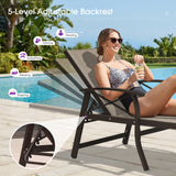 PURPLE LEAF Outdoor Chaise Lounge Chair Patio Pool Lounger Aluminum Chairs with Side Table and Wheels Adjustable Tanning Recliner with Armrests for Outside Backyard Deck Beach