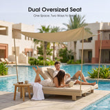 PURPLE LEAF Outdoor Daybed for Patio, Poolside Chaise Lounge Bed with Cushion, Olefin Blend Fabric, Aluminum Frame Sunbed with Side Table for Deck and Backyard