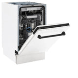 ZLINE Autograph 18" Dishwasher White Door, Black Handle DWVZ-WM-18-MB