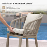 PURPLE LEAF Outdoor Bar Stools Patio Modern Aluminum Rattan High Back & Arms Bar Chairs with Removable Cushions and Pillows for Outdoor or Indoor