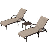PURPLE LEAF Outdoor Chaise Lounge Patio Pool Lounger Aluminum Chairs with Side Table Adjustable Tanning Recliner for Outside Yard Deck Lawn Garden Beach
