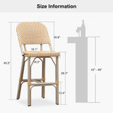 PURPLE LEAF Outdoor Bar Height Stools Set of 2 French Country Patio Rattan Bar Stool Chairs Outdoor Armless Barstools for Porch Garden Indoor Kitchen