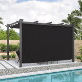 PURPLE LEAF Outdoor Pergola with Retractable Canopy Aluminum Shelter for Beach Porch Garden Shade Pavilion Pergola with Curtains