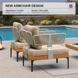 PURPLE LEAF Sicilia Classical Modular Outdoor Sectional with Sunbrella Khaki Cushions Flexible Layout for Porch Relaxation Space
