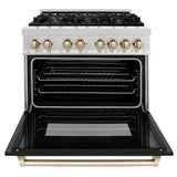 ZLINE 36" Autograph, Dual Fuel Range, Black Door, Gold, RASZ-BLM-36-G