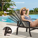 PURPLE LEAF Oversized Chaise Lounge Chair Outdoor Extra Wide Pool Lounge Chairs 5 Adjustable Position with Armrests and Side Table, Aluminum Patio Lounge Chair for Outside, Backyard, Pool