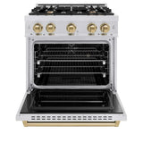 ZLINE 30" Classic Gas Range, Convection Gas Oven DuraSnow® Stainless Steel, Champagne Bronze CGRSZ-30-CB