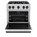 ZLINE 30" Dual Fuel Range, Gas Cooktop, Electric Convection Oven Stainless Steel, White Matte Matte Black CDRZ-WM-30-MB