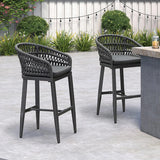 PURPLE LEAF Outdoor Bar Stools Counter Stools Rattan Bar Stools Chair with Backrest for Indoor or Outdoor, Kitchen lsland
