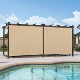 PURPLE LEAF Outdoor Pergola with Retractable Canopy Aluminum Shelter for Beach Porch Garden Shade Pavilion Pergola with Curtains