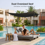 PURPLE LEAF Outdoor Daybed for Patio, Poolside Chaise Lounge Bed with Cushion, Olefin Blend Fabric, Aluminum Frame Sunbed with Side Table for Deck and Backyard