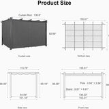 PURPLE LEAF Outdoor Pergola with Retractable Canopy Aluminum Shelter for Beach Porch Garden Shade Pavilion Pergola with Curtains