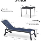 PURPLE LEAF Outdoor Aluminum Chaise Lounge with Wheels and Side Table for Outdoor Backyard Poolside