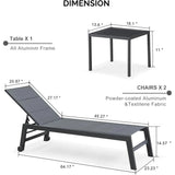 PURPLE LEAF Outdoor Aluminum Chaise Lounge with Wheels and Side Table for Outdoor Backyard Poolside
