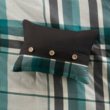 Teal/Black Plaid Comforter Set with Bed Sheets