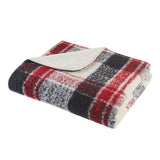 Wholesale Plaid Faux Mohair Sherpa Throw Blanket 50x60", Red
