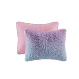 Ombre Shaggy Faux Fur Comforter Set Ombre, Purple