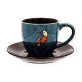 Exotic Melodies Stoneware Cup & Saucer Set – Blue/Brown