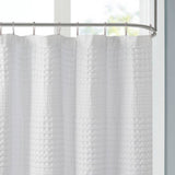 Medium Weight Waffle Weave Cotton Shower Curtain, White