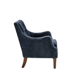 Armed Accent Chair with Tufted Back, Navy Blue