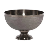 Textured Smoke Black Metal Footed Bowl- Small