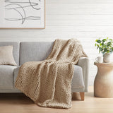 Handmade Chunky Double Knit Throw 50x60", Tan