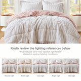 Long Faux Fur Comforter Mini Set, Blush
