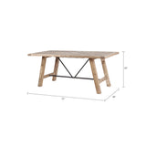 Reclaimed Natural Wood Dining Table with Metal Support *