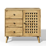 Wholesale Storage Cabinet with a Basket Weave Wooden Door & 3 Drawers