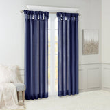 Twist Tab Faux Silk Window Panel, Navy Blue