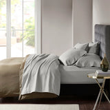 Cotton-Blend Sateen 800TC 6-Piece Sheet Set, Light Grey